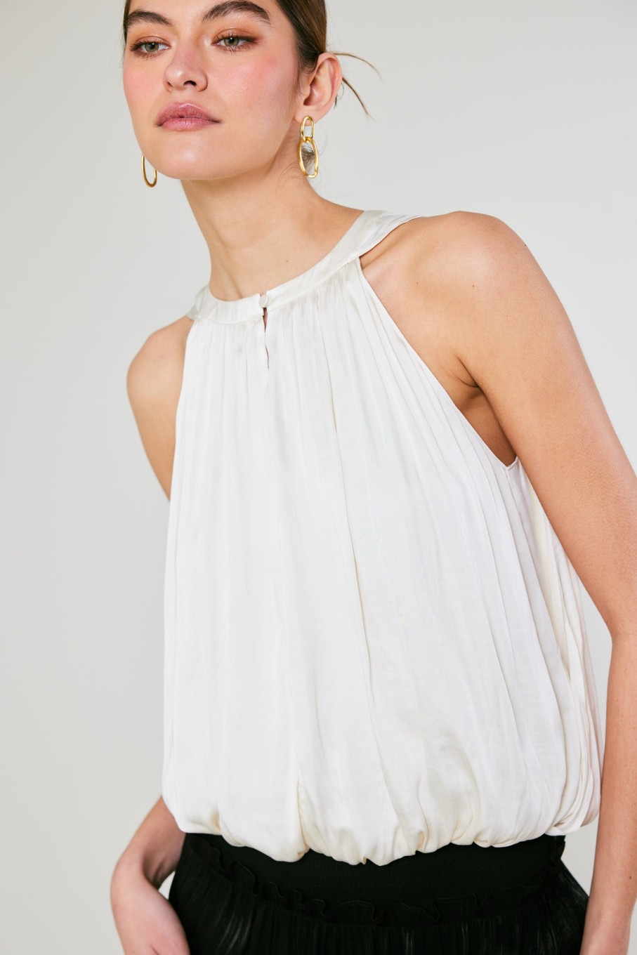 CURRENT AIR Bubble Hem Blouse Sleeveless Tops