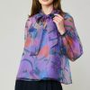 CURRENT AIR Floral Organza Blouse Blouses
