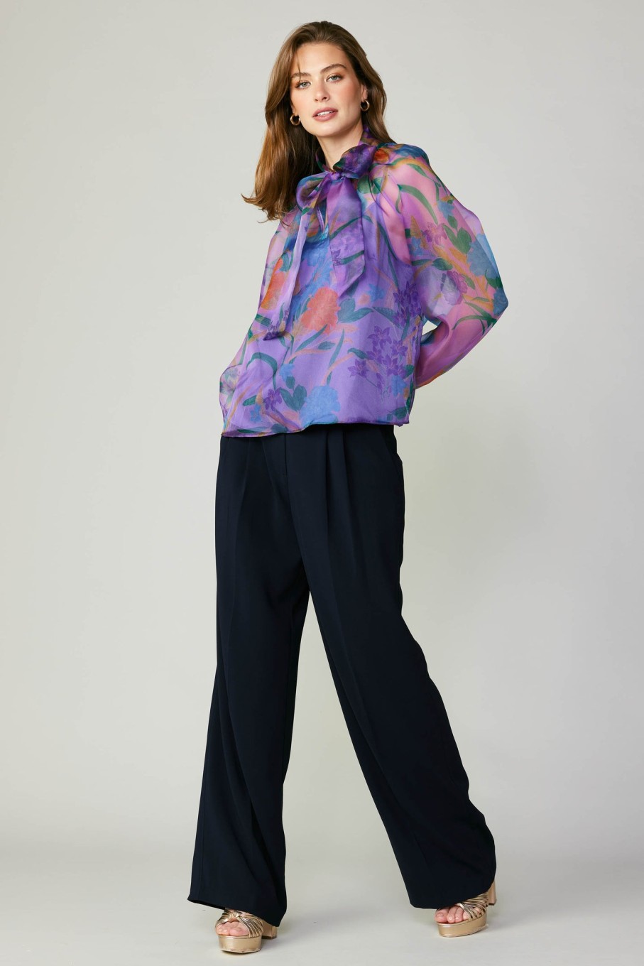 CURRENT AIR Floral Organza Blouse Blouses