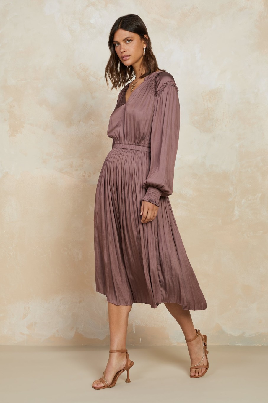 CURRENT AIR Smocked Cuff Midi Dress Midi Dresses