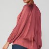 CURRENT AIR Lace Panel Blouse Long Sleeve Tops