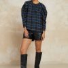 CURRENT AIR Plaid Puff Sleeve Top Long Sleeve Tops