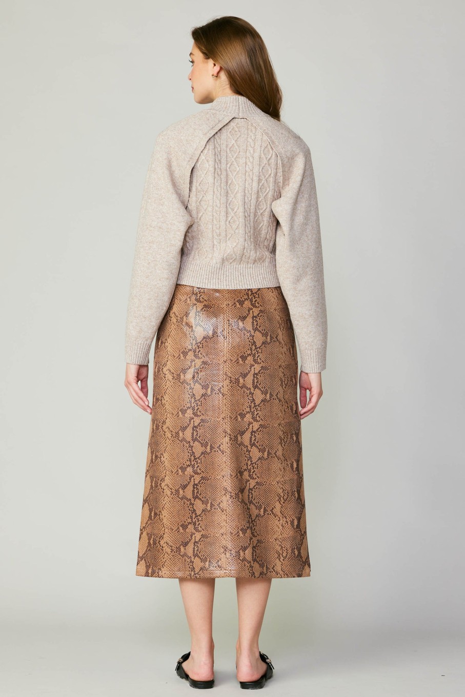 CURRENT AIR Snake Print Midi Skirt Knitwear