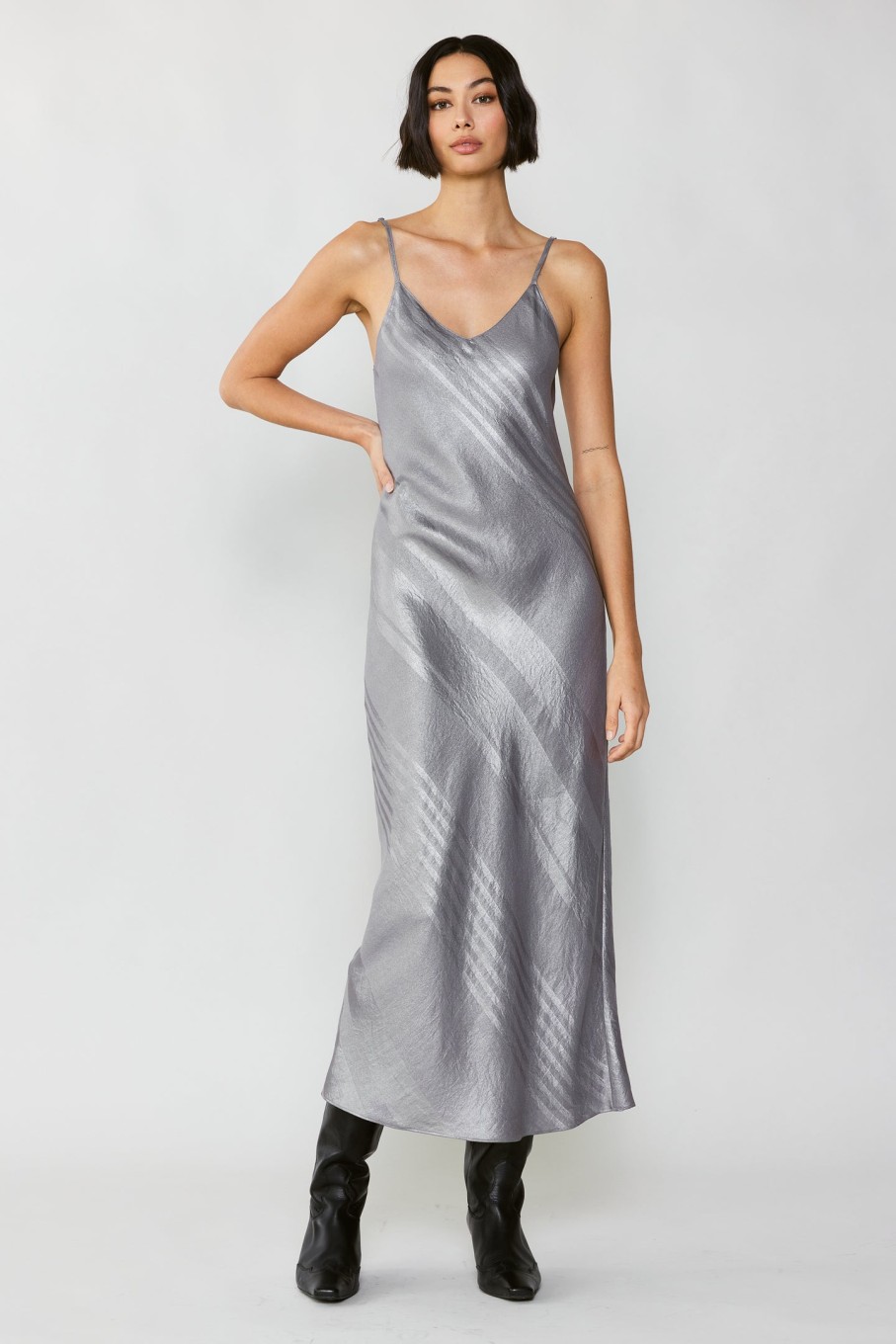 CURRENT AIR Bias Cami Metallic Dress Maxi Dresses