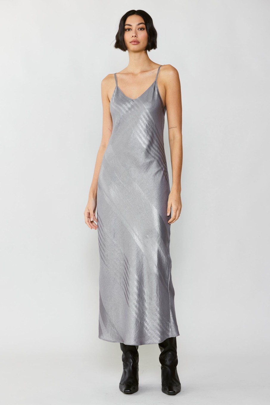 CURRENT AIR Bias Cami Metallic Dress Maxi Dresses