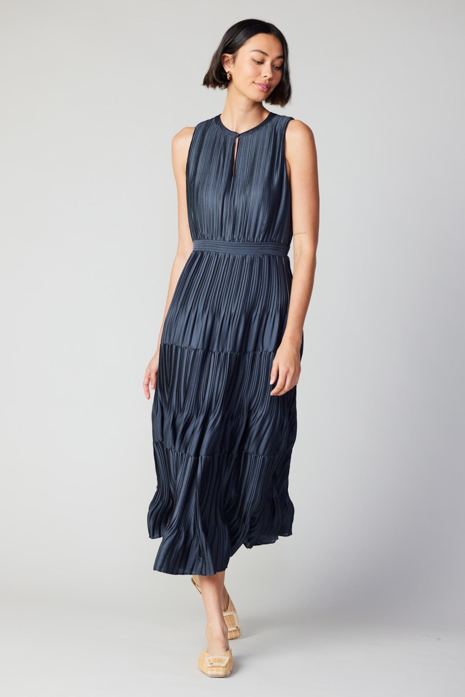 CURRENT AIR Pleated Sleeveless Maxi Dress Maxi Dresses