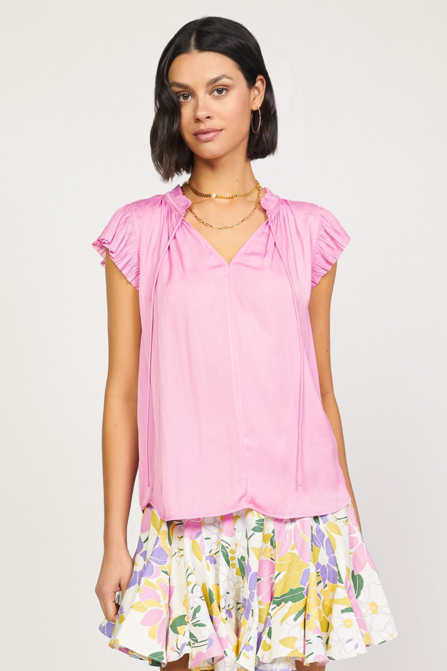 CURRENT AIR Margot Pleated Sleeve Blouse Blouses