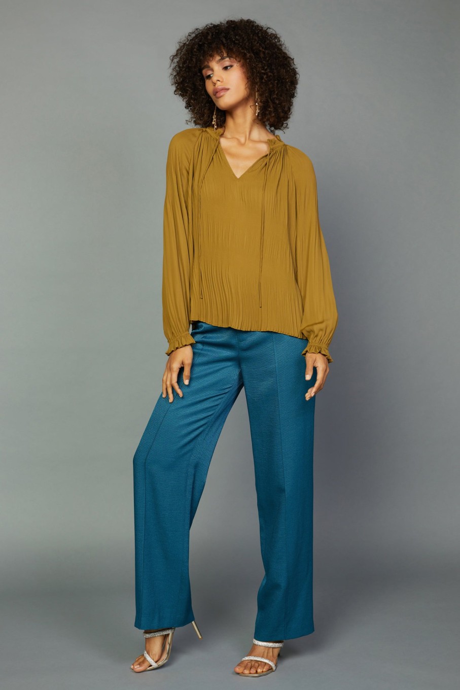 CURRENT AIR Charlotte Pleated Blouse Blouses