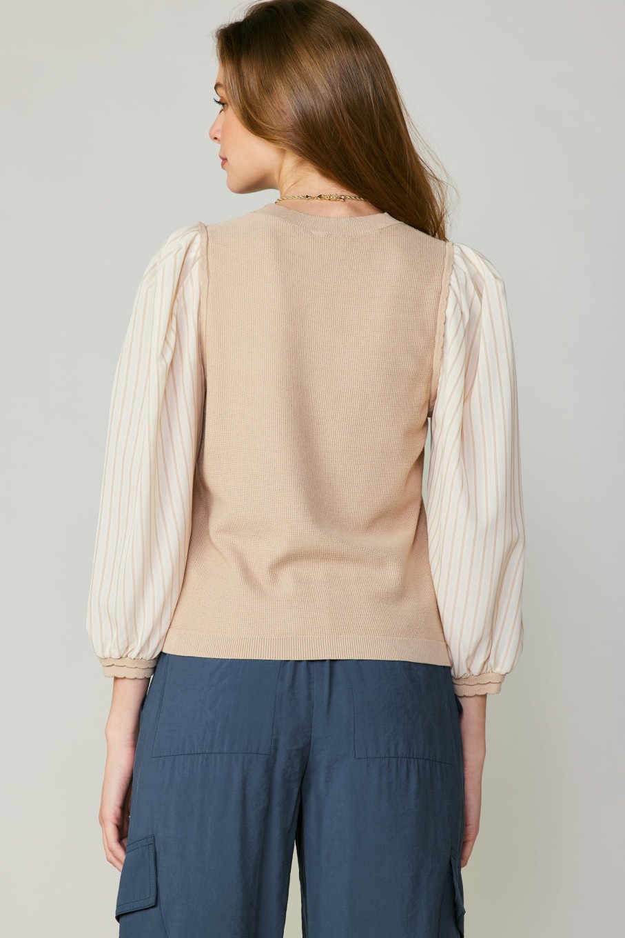 CURRENT AIR Contrast Sweater Top Knitwear