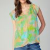 CURRENT AIR Margot Abstract Pleated Sleeve Blouse Blouses