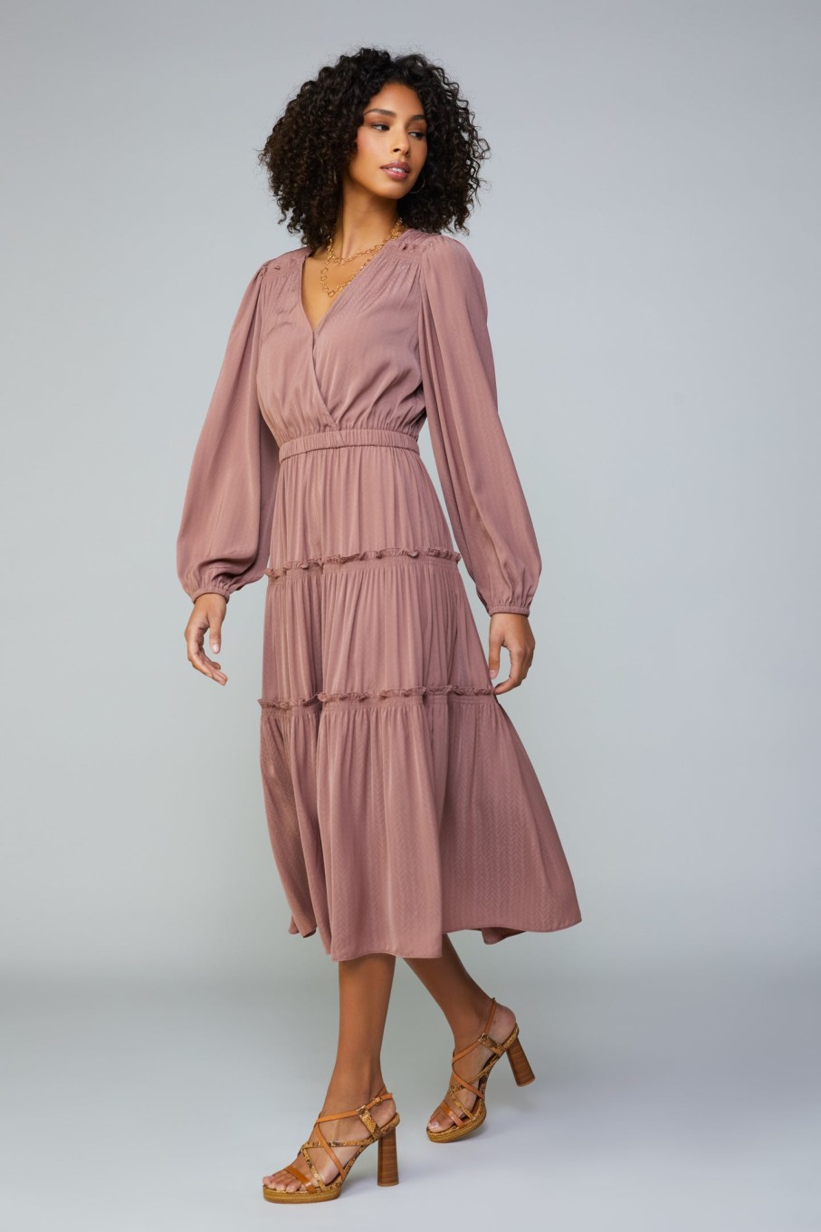 CURRENT AIR Surplice Tiered Midi Dress Midi Dresses