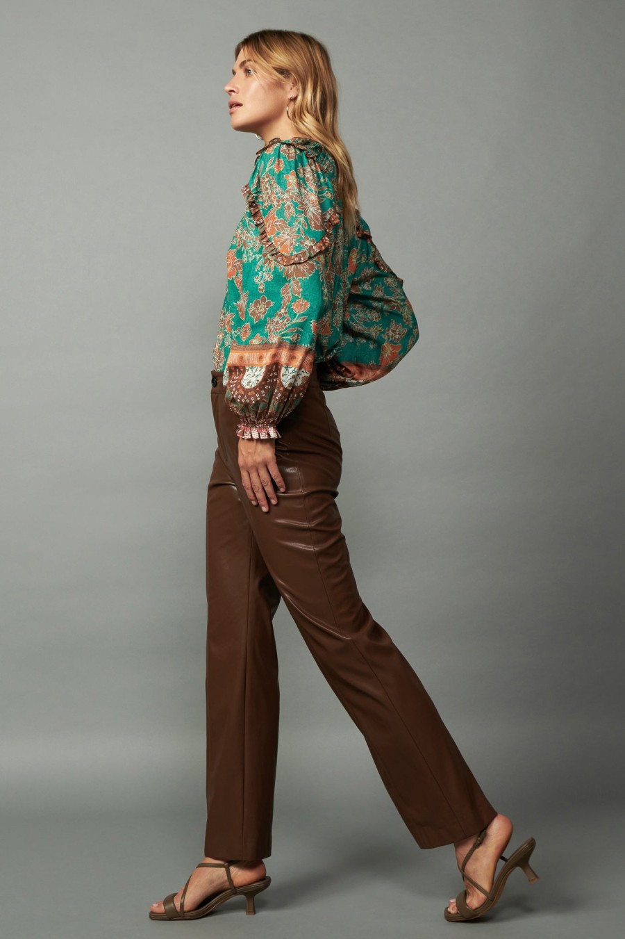 CURRENT AIR Faux Leather Straight Leg Pants Pants