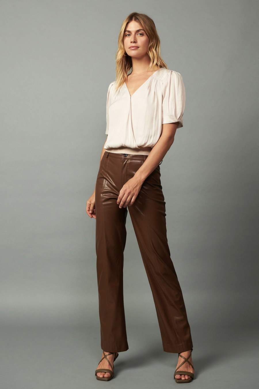 CURRENT AIR Faux Leather Straight Leg Pants Pants