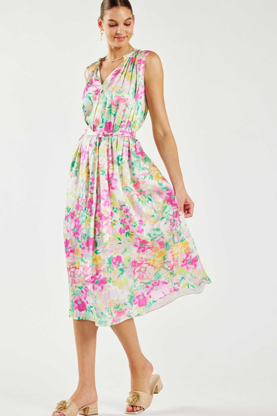 CURRENT AIR Botanical Watercolor Midi Dress Midi Dresses