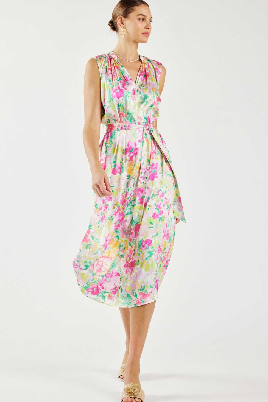 CURRENT AIR Botanical Watercolor Midi Dress Midi Dresses