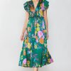 CURRENT AIR Mara Floral Pleated Midi Dress Midi Dresses