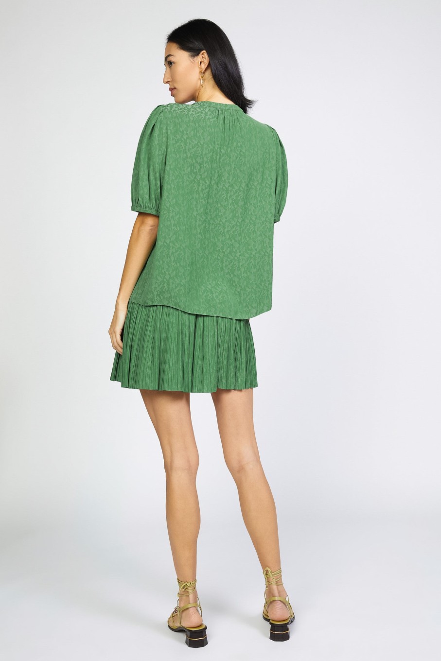 CURRENT AIR Roundneck Placket Blouse Blouses