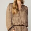 CURRENT AIR Crinkle Plisse Blouse Long Sleeve Tops
