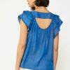 CURRENT AIR Chambray Back Cutout Top Sleeveless Tops