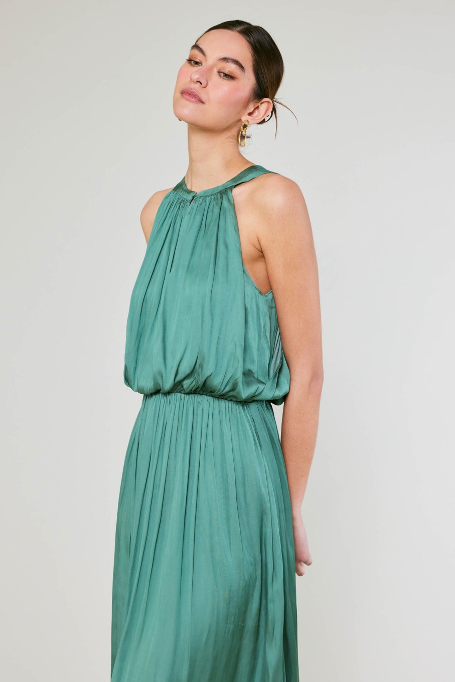 CURRENT AIR Draping Sleeveless Midi Dress Midi Dresses