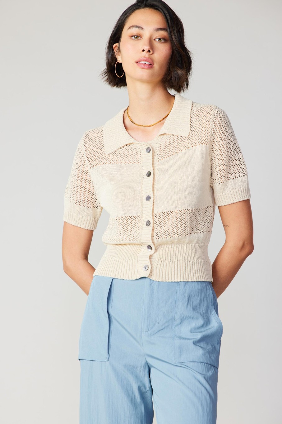 CURRENT AIR Cropped Knit Top Sweaters