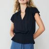 CURRENT AIR Blair Smocked Top Short Sleeve Tops