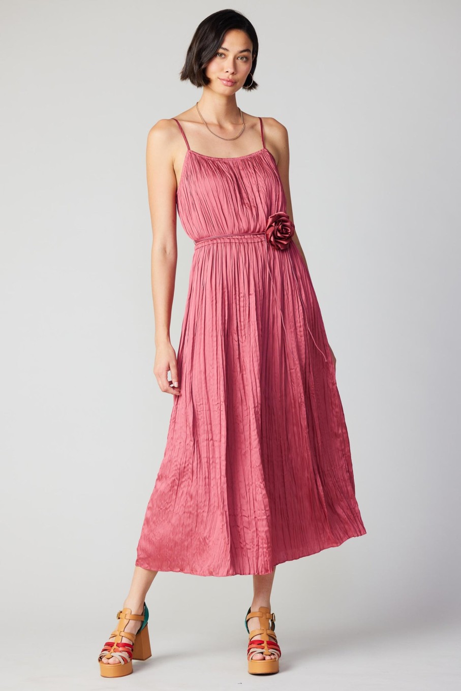 CURRENT AIR Rose Applique Cami Dress Midi Dresses