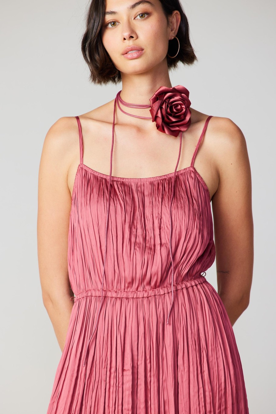 CURRENT AIR Rose Applique Cami Dress Midi Dresses
