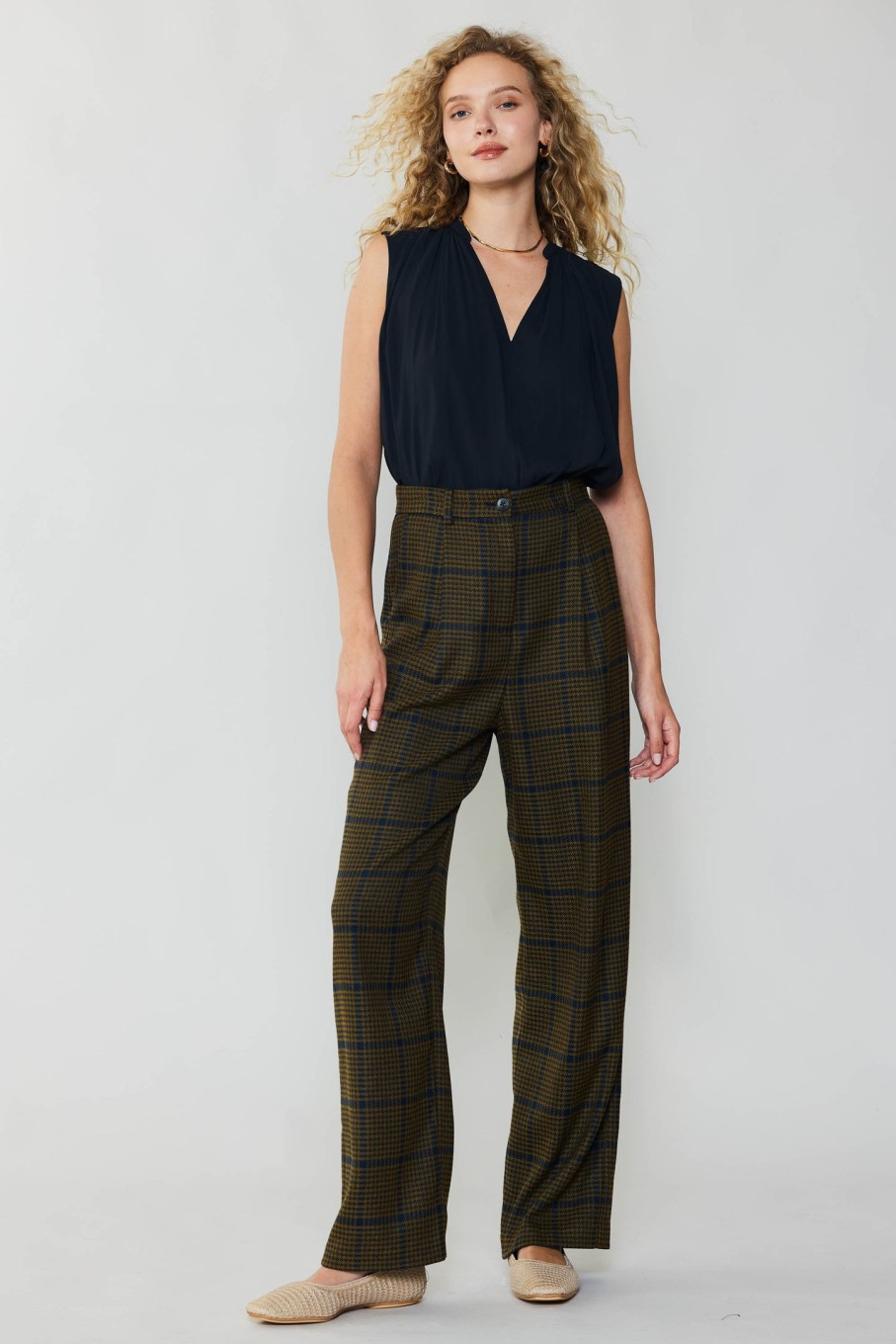 CURRENT AIR Checkered Wide Leg Pants Pants