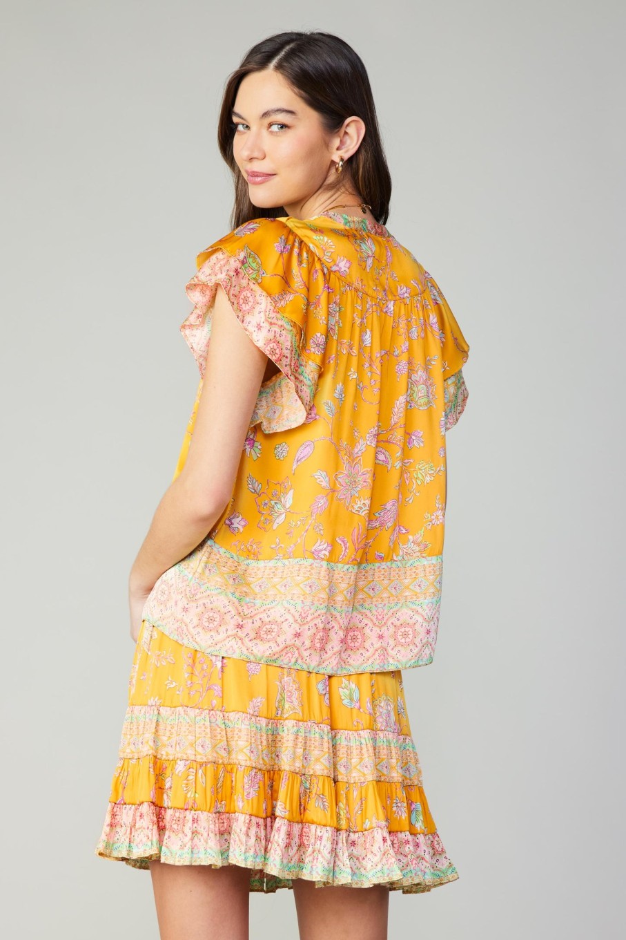 CURRENT AIR Border Print Tiered Mini Skirt Skirts