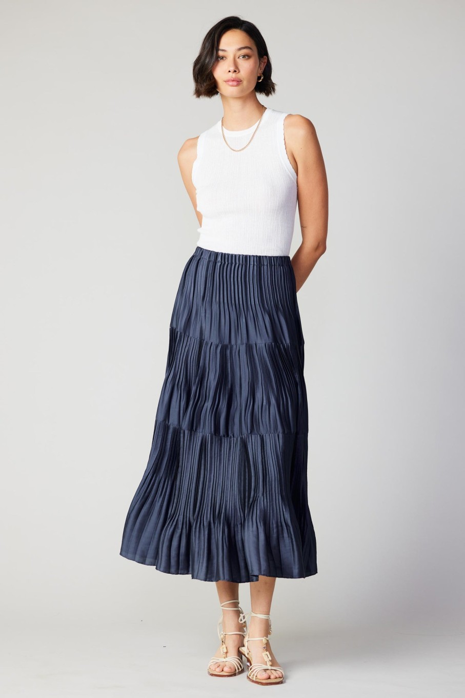 CURRENT AIR Pleated Tiered Midi Skirt Sets