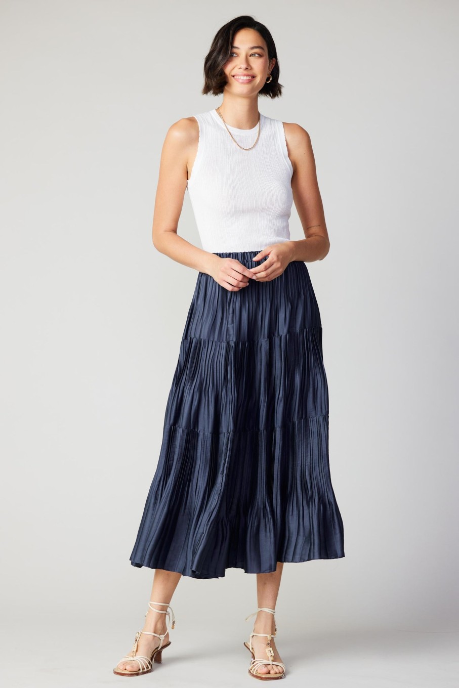 CURRENT AIR Pleated Tiered Midi Skirt Skirts