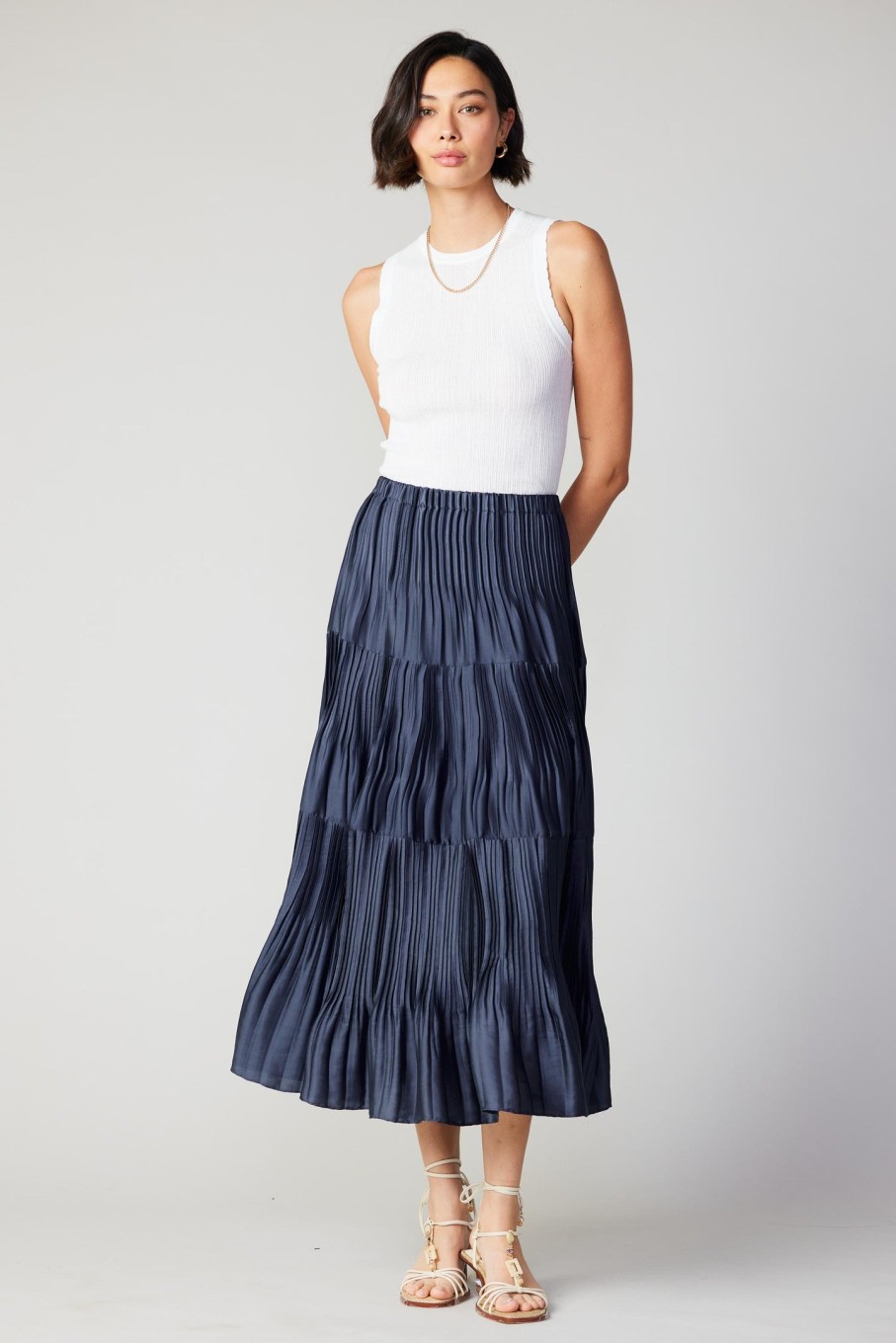 CURRENT AIR Pleated Tiered Midi Skirt Skirts