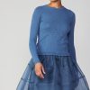 CURRENT AIR Scalloped Knit Top Long Sleeve Tops