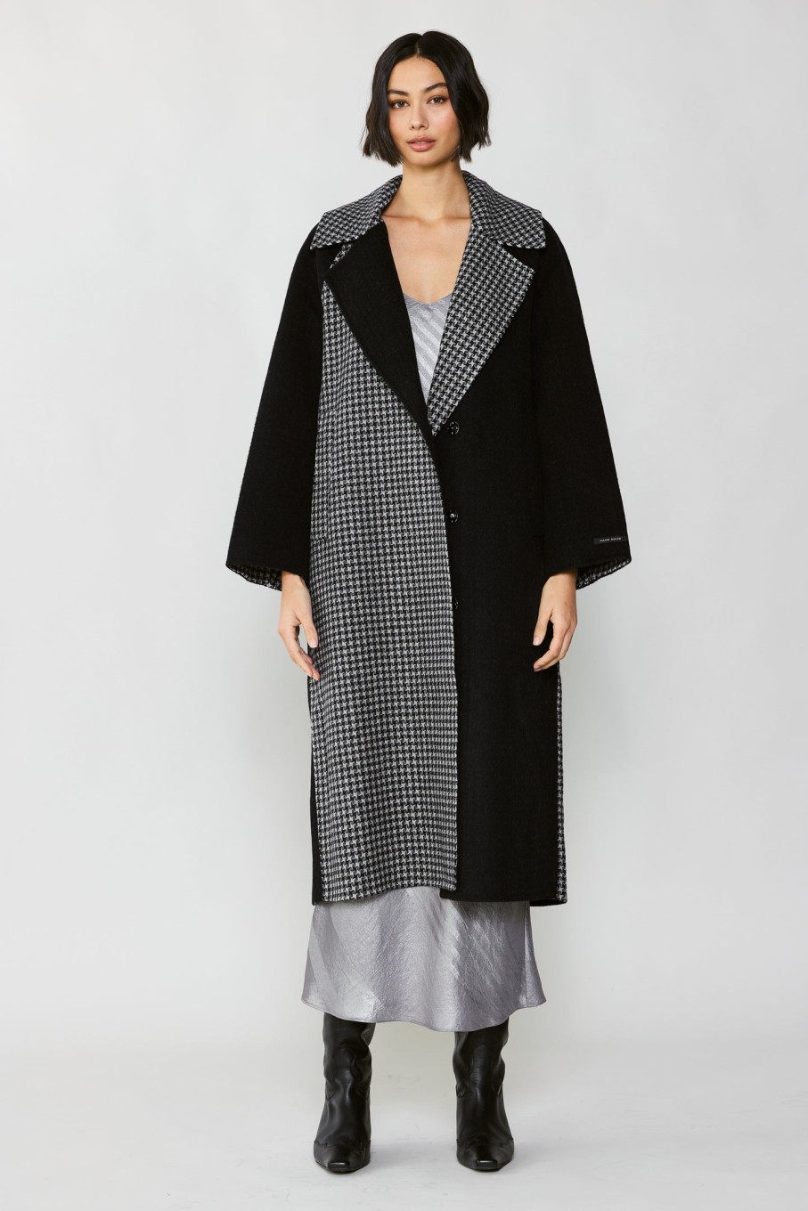 CURRENT AIR Houndstooth Oversized Wool Coat Coats & Jackets