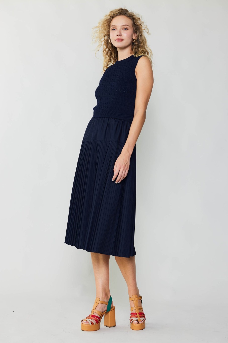 CURRENT AIR Pleated Skirt Sweater Dress Knitwear