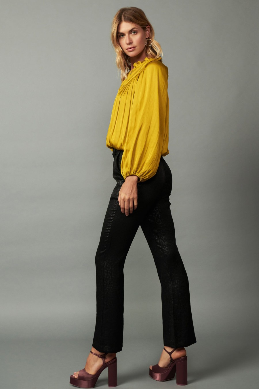 CURRENT AIR Yoke Shirred Blouse Blouses