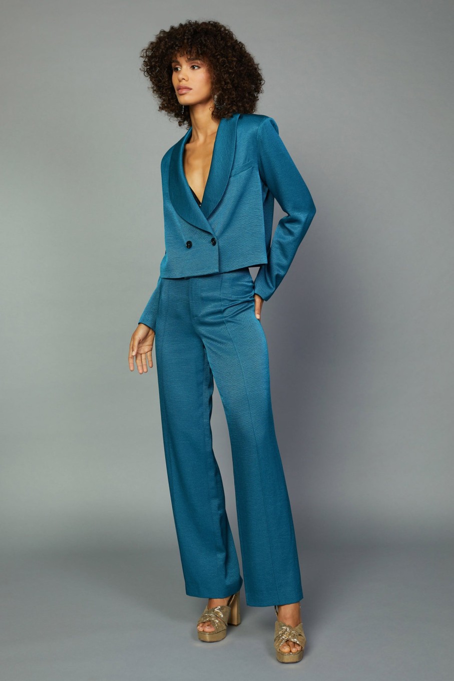 CURRENT AIR Cropped Double Breasted Blazer Sets