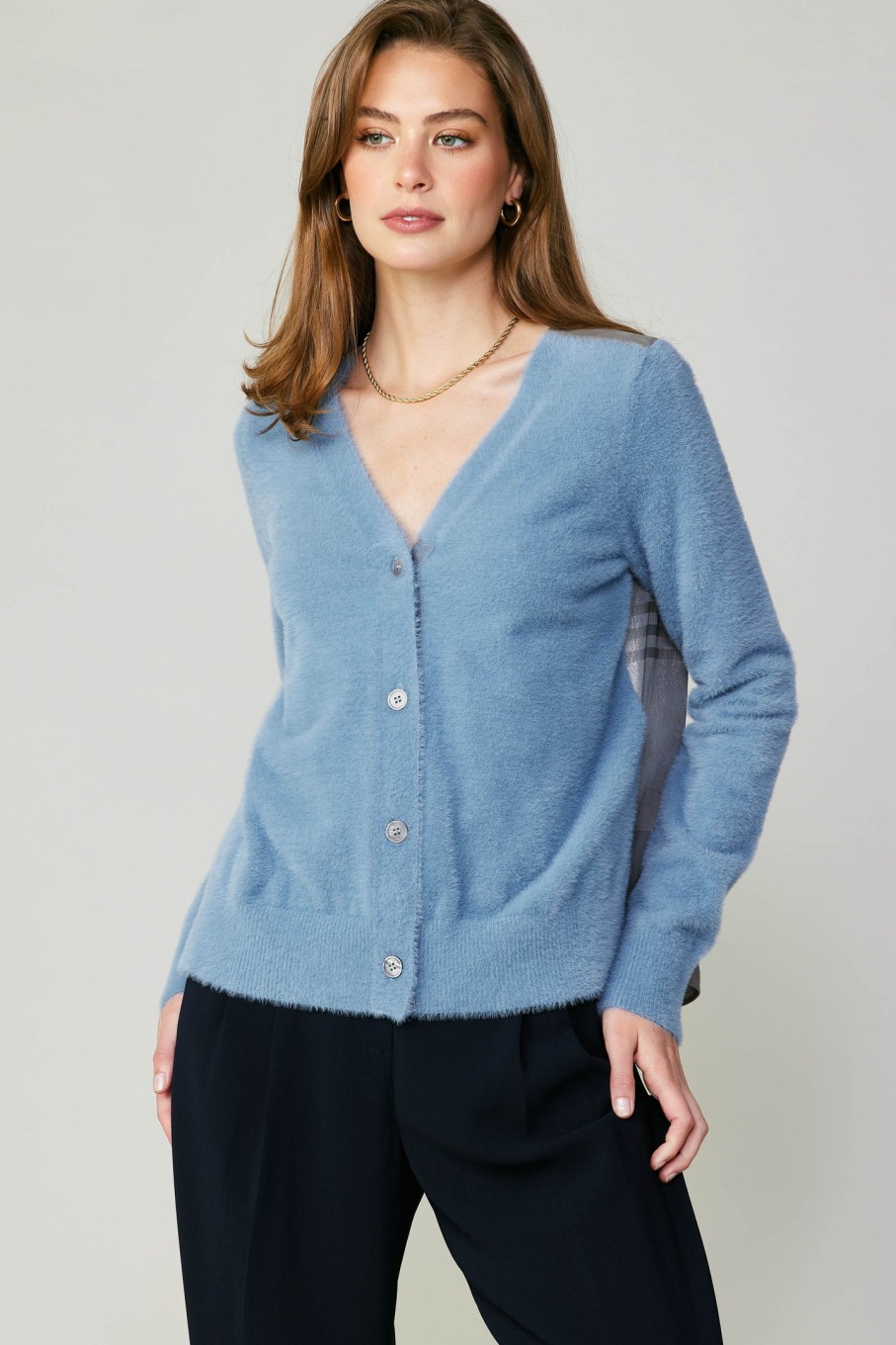 CURRENT AIR Metallic Contrast Cardigan Cardigans