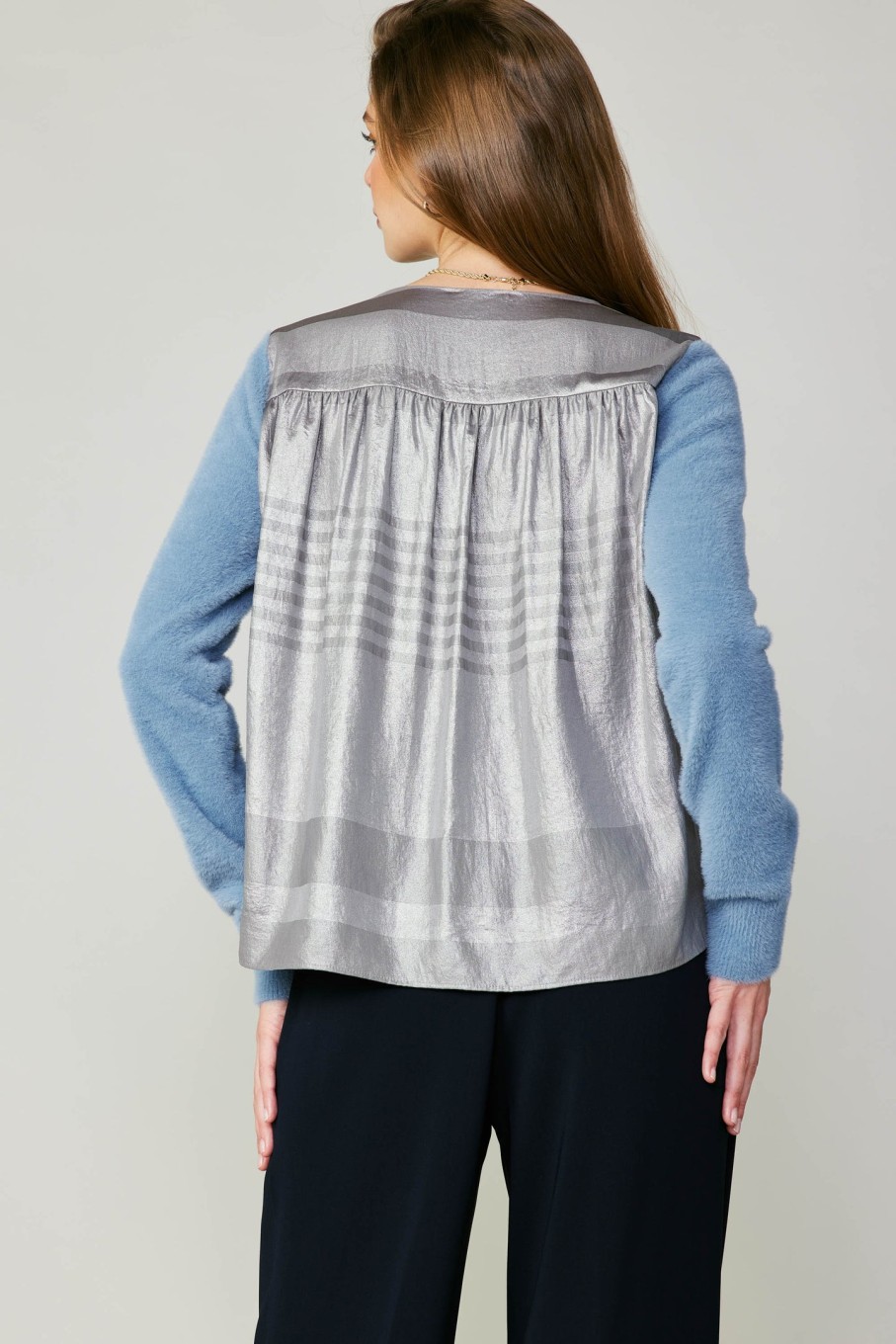 CURRENT AIR Metallic Contrast Cardigan Cardigans