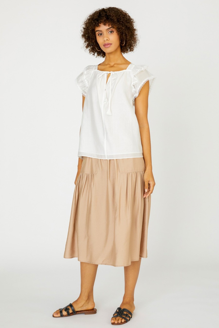 CURRENT AIR Peekaboo Flutter Sleeve Top Sleeveless Tops