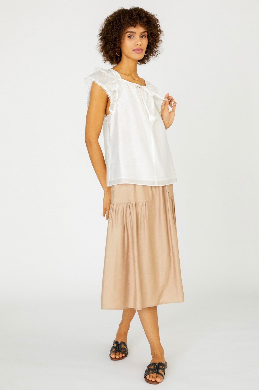 CURRENT AIR Peekaboo Flutter Sleeve Top Sleeveless Tops