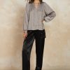 CURRENT AIR Split Neck Long Sleeve Top Blouses