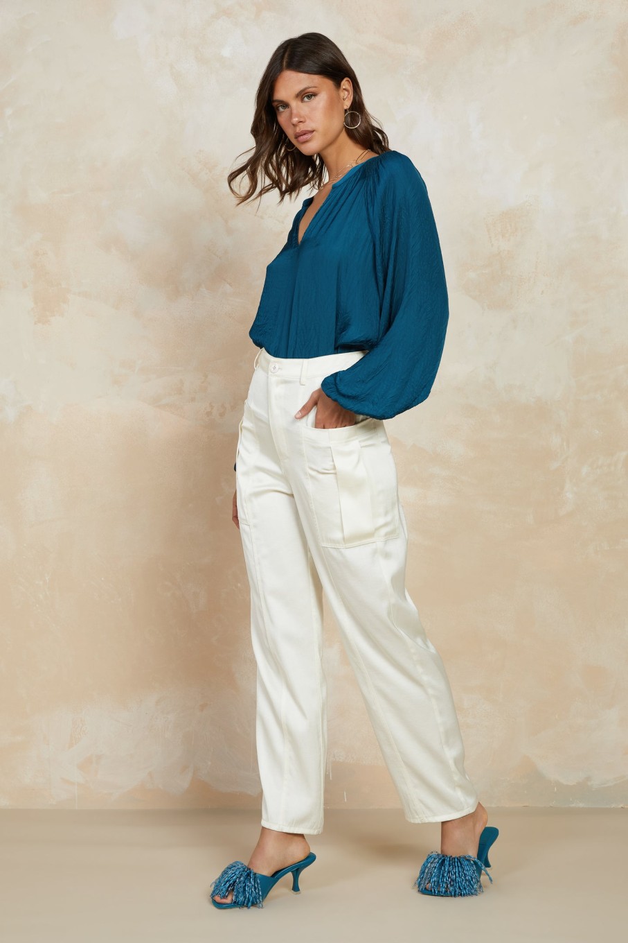 CURRENT AIR Satin Straight Leg Pants Pants