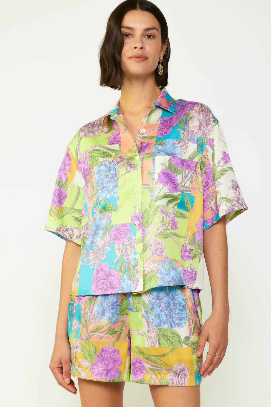 CURRENT AIR Botanical Color Block Shirt Sets