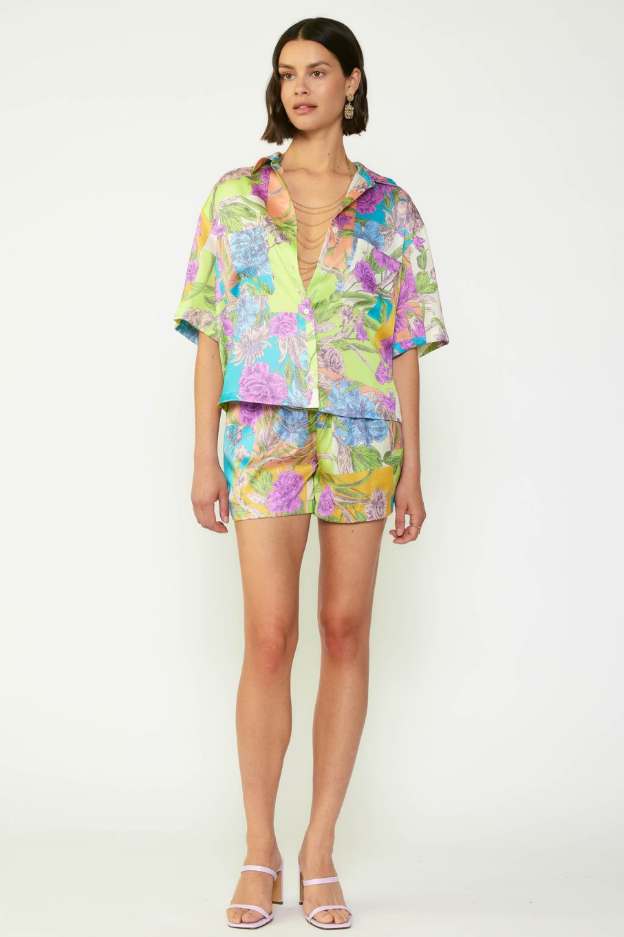 CURRENT AIR Botanical Color Block Shirt Sets