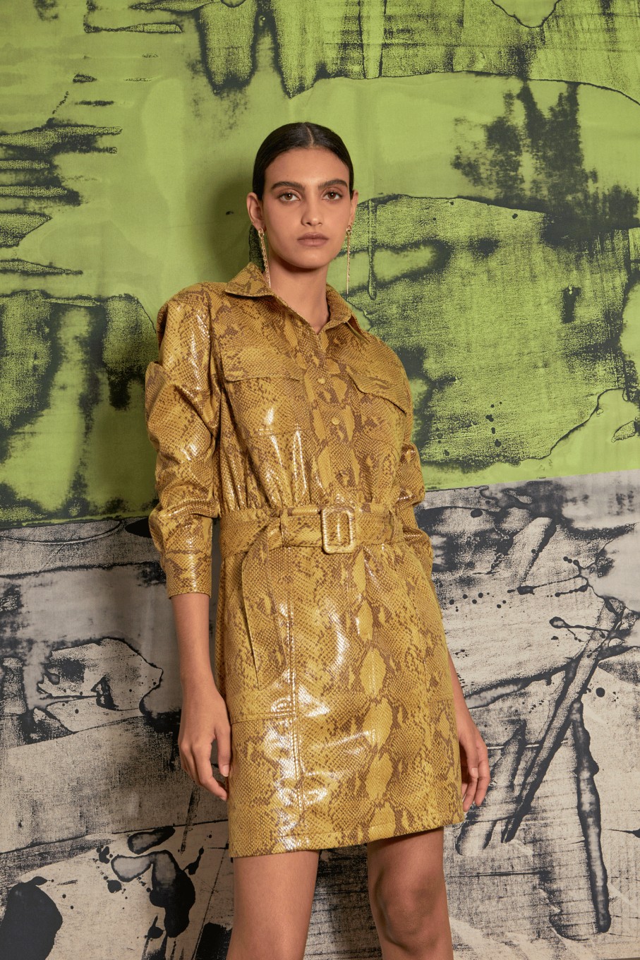 CURRENT AIR Snakeskin Shirt Dress Coats & Jackets