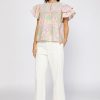 CURRENT AIR Patchwork Flutter Sleeve Top Blouses