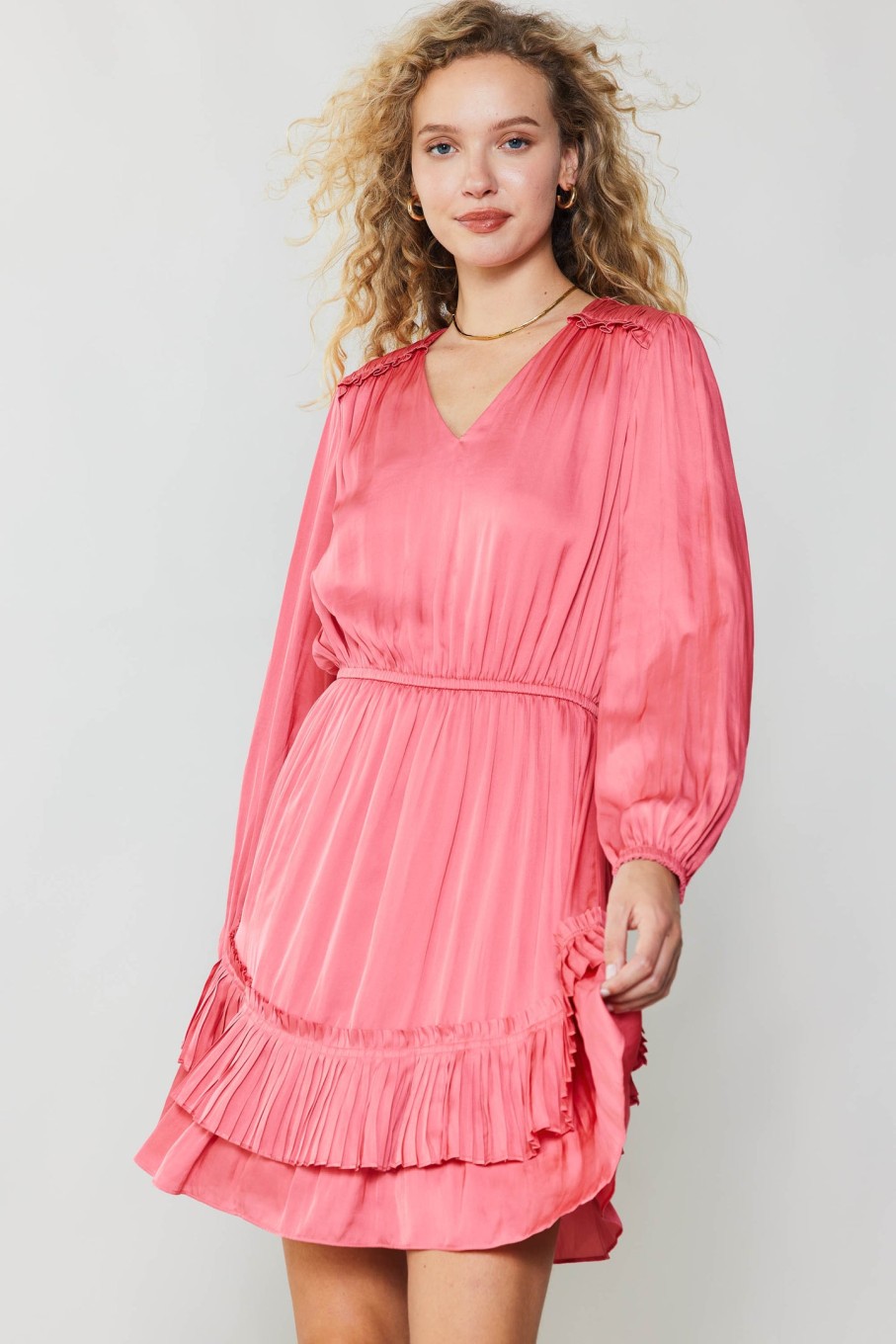 CURRENT AIR Pleat Detail Tiered Mini Dress Mini Dresses