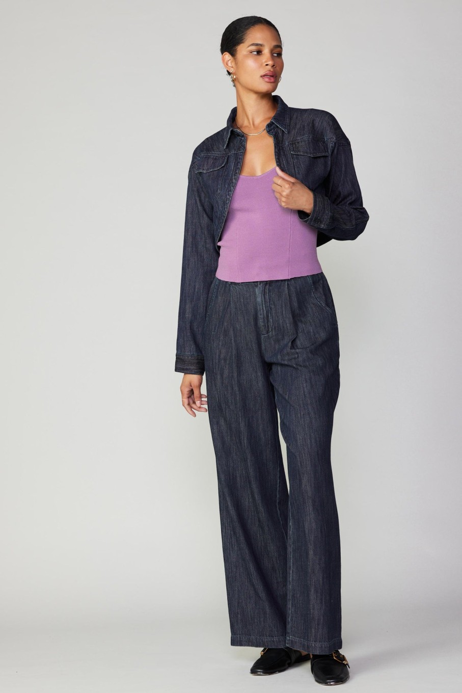 CURRENT AIR Cropped Denim Jacket Coats & Jackets